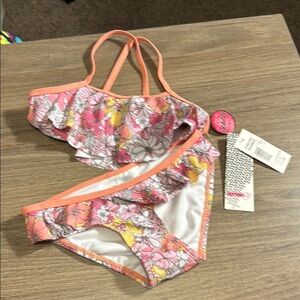 NWT Floral Pink Kids Swim Set 2 piece UPF 50